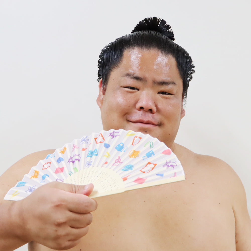 Folding fan "Sumo motif" (with case)