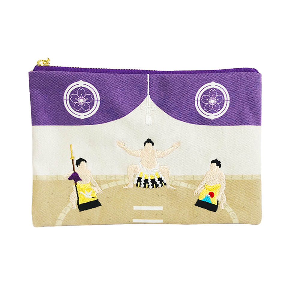Embroidered pouch featuring Yokozuna Dohyo