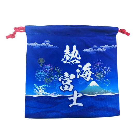 Dye-stenciled drawstring pouch (Atami Fuji)