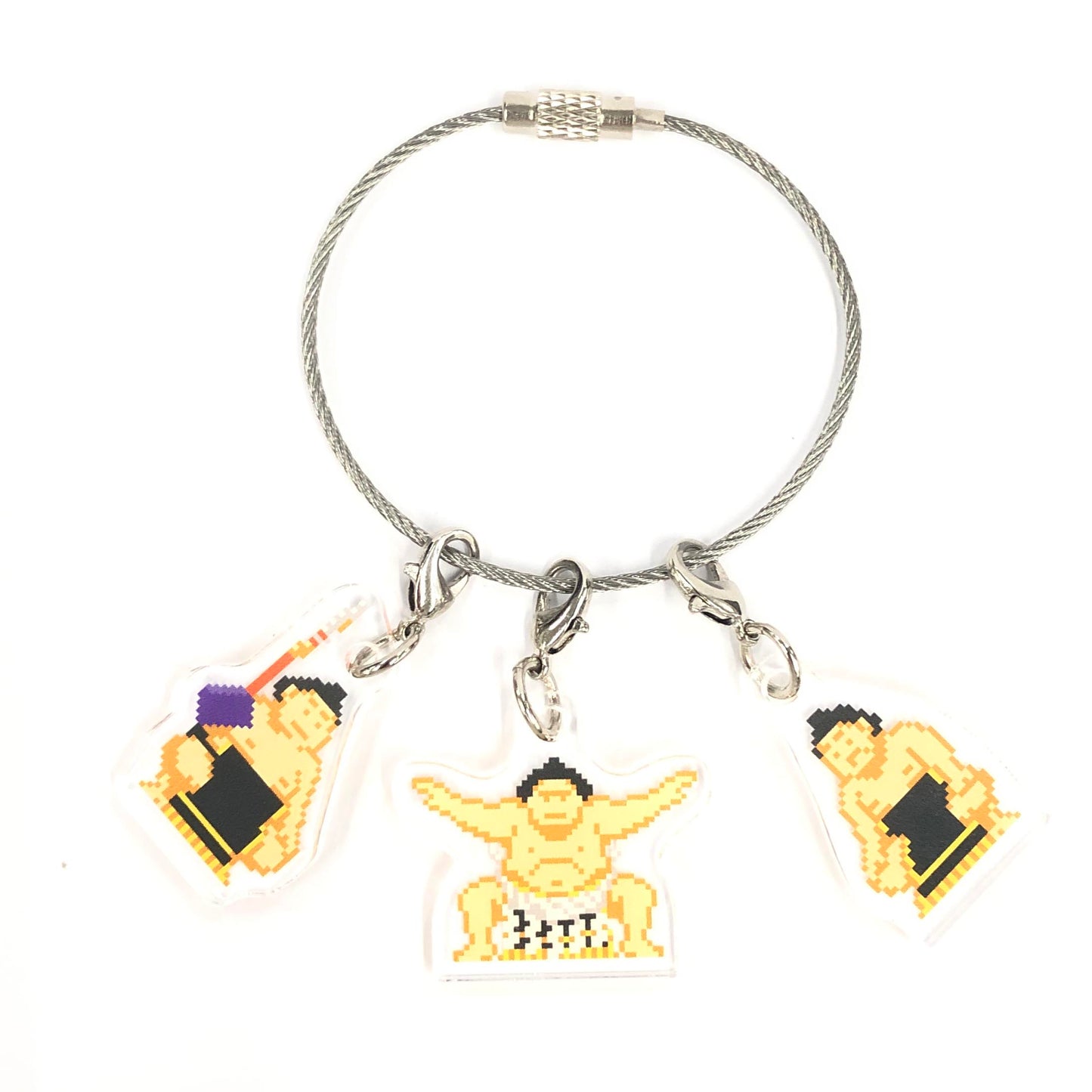 Retro game-style triple wire charm (featuring Yokozuna Dohyo)