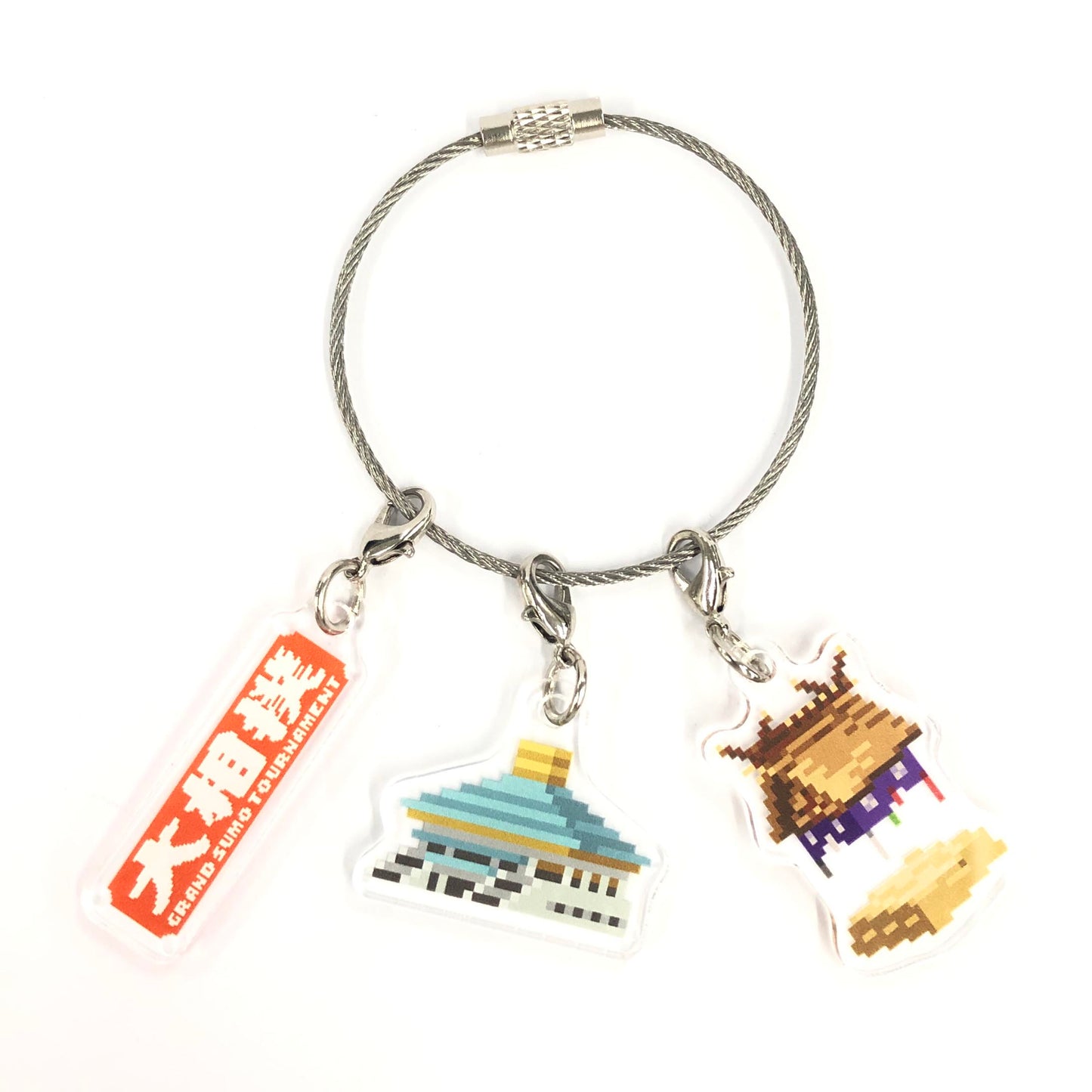Retro-Game Style Triple Wire Charm (Sumo Wrestling)