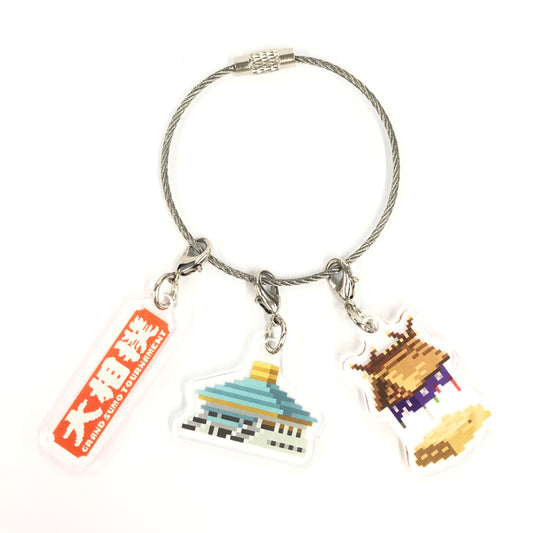 Retro-Game Style Triple Wire Charm (Sumo Wrestling)